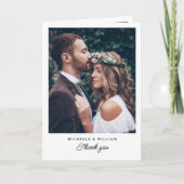 Eenvoudige moderne elegante 4-foto bruiloft bedankkaart (Voorkant)