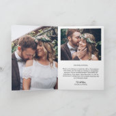 Eenvoudige moderne elegante 4-foto bruiloft bedankkaart (Binnen)