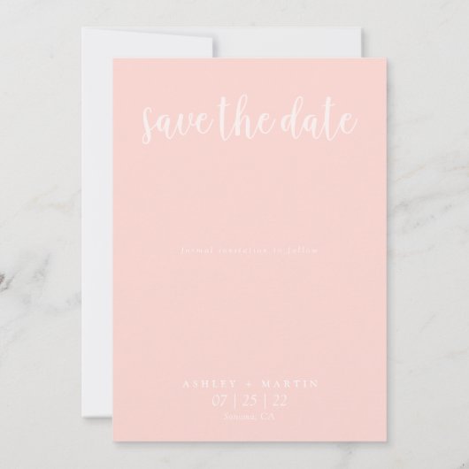 Eenvoudige moderne, elegante aangepaste, scriptfot save the date (Achterkant)