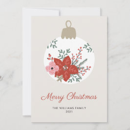 Eenvoudige Moderne Elegante Bloem Kerst Ornament Feestdagenkaart