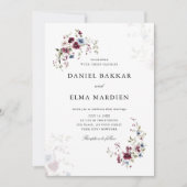 Eenvoudige moderne elegante Bourgogne Boho Floral  Kaart (Voorkant)