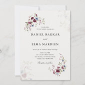 Eenvoudige moderne elegante Bourgogne Boho Floral  Kaart (Voorkant)