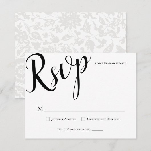 Eenvoudige moderne elegante bruiloft reactie Kaart (Voorkant / Achterkant)