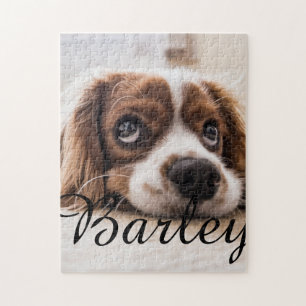 Eenvoudige moderne elegante chic naam en foto van legpuzzel