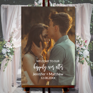 Eenvoudige Moderne Elegante Foto Bruiloft Welkom P Poster
