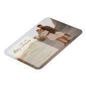 Eenvoudige moderne elegante foto-kerstfoto's magneet (Linkerzijde)