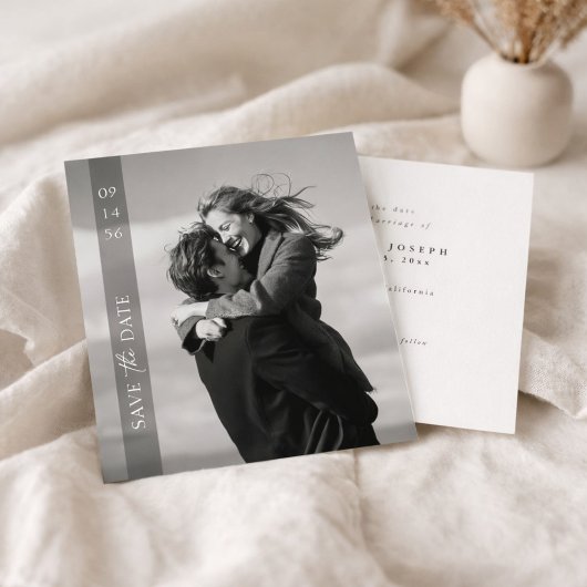 Eenvoudige Moderne Elegante Foto Verticale Datum T Save The Date