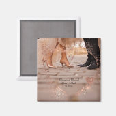 Eenvoudige Moderne Elegante Getrouwde Foto Kerst  Magneet (Voorkant / Achterkant)