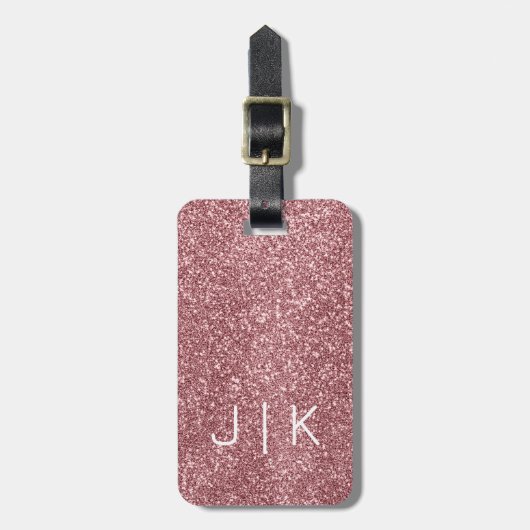 Eenvoudige Moderne Elegante Glitter monogrammed Na Bagagelabel (Voorkant verticaal)