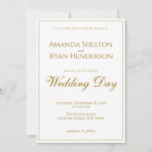 Eenvoudige Moderne Elegante Gouden Script Bruiloft Kaart (Voorkant)