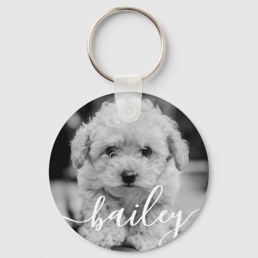 Eenvoudige moderne, elegante grafische naam en fot sleutelhanger (Voorkant)