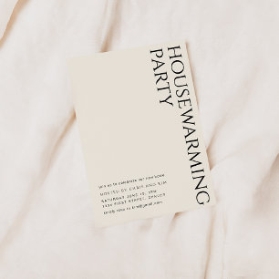 Eenvoudige moderne elegante housewarming-party uit kaart