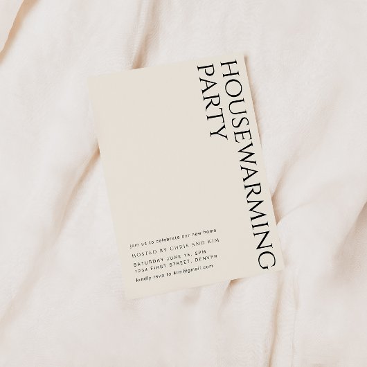 Eenvoudige moderne elegante housewarming-party uit kaart