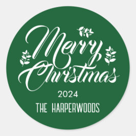 Eenvoudige moderne elegante kerstfamilie ronde sticker