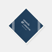 Eenvoudige moderne elegante marine blauwe bruiloft servet (Hoek)