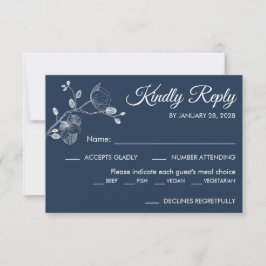 Eenvoudige, moderne, elegante orchideeën-maaltijd RSVP kaartje