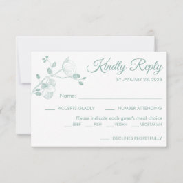 Eenvoudige, moderne, elegante orchideeën-maaltijd RSVP kaartje