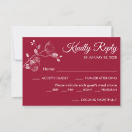 Eenvoudige, moderne, elegante orchideeën-maaltijd RSVP kaartje