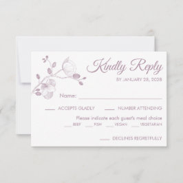 Eenvoudige, moderne, elegante orchideeën-maaltijd RSVP kaartje