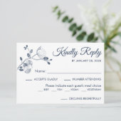 Eenvoudige, moderne, elegante orchideeën-maaltijd RSVP kaartje (Staand voorkant)