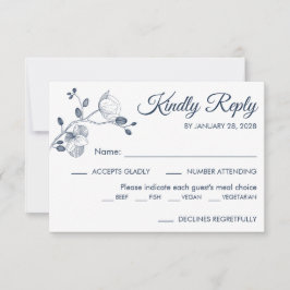 Eenvoudige, moderne, elegante orchideeën-maaltijd RSVP kaartje