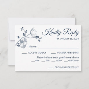 Eenvoudige, moderne, elegante orchideeën-maaltijd RSVP kaartje