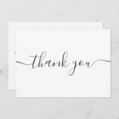 Eenvoudige Moderne Elegante Paarse Script Bedankkaart (Voorkant / Achterkant)