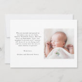 Eenvoudige moderne elegante pasgeboren geboorte aa aankondiging (Achterkant)