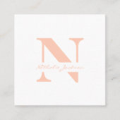 Eenvoudige, moderne elegante perzik, monogrammen vierkante visitekaartje (Voorkant)