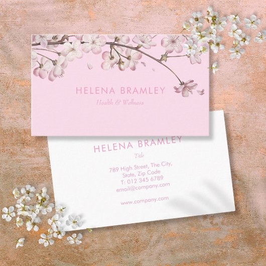 Eenvoudige Moderne Elegante Roze Bloesem Visitekaartje