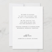 Eenvoudige moderne elegante script foto bruiloft bedankkaart (Achterkant)