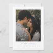 Eenvoudige Moderne Elegante Script Foto Bruiloft Save The Date (Voorkant)