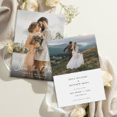 Eenvoudige Moderne Elegante Scriptie Foto Bruiloft Save The Date