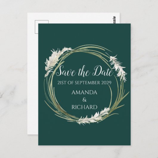 Eenvoudige Moderne Elegante Smaragdgroene Save the Briefkaart (Voorkant / Achterkant)