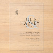 Eenvoudige Moderne Elegante Trouw Acryl Uitnodigingen (Voorkant)