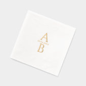 Eenvoudige moderne elegante trouwdatum en monogram folie servetten (Links)