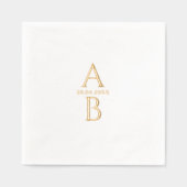 Eenvoudige moderne elegante trouwdatum en monogram folie servetten (Voorkant)