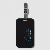 Eenvoudige moderne elegante voornaam zwart en wit bagagelabel (Voorkant (verticaal))