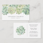 Eenvoudige, moderne elegante Waterverf Succulturen Visitekaartje (Voorkant / Achterkant)