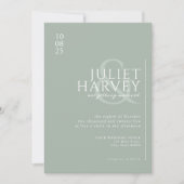 Eenvoudige moderne elegante wijze groene bruiloft kaart (Voorkant)