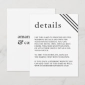 Eenvoudige moderne elegante witbruiloft - details informatiekaartje (Voorkant / Achterkant)