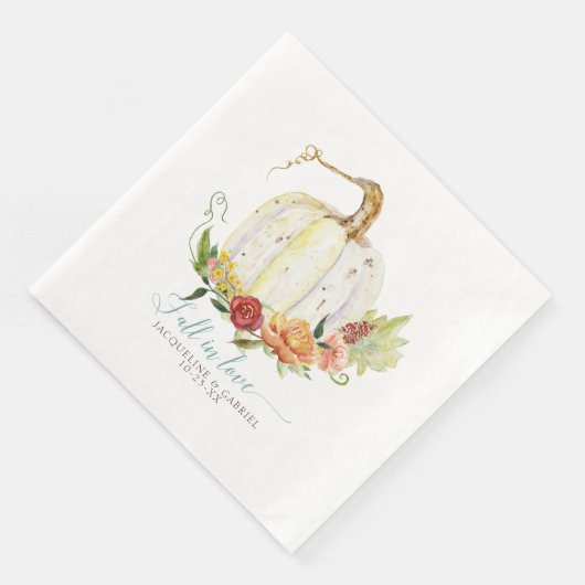 Eenvoudige moderne elegante witte pompoenbloem servet (Hoek)