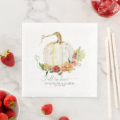 Eenvoudige moderne elegante witte pompoenbloem servet (Insitu)