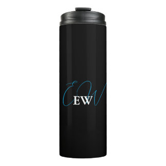 Eenvoudige moderne elegante zwart-wit monogram thermosbeker