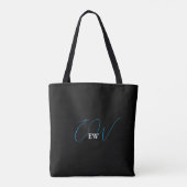 Eenvoudige moderne elegante zwart-wit monogram tote bag (Achterkant)