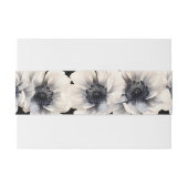 Eenvoudige moderne elegante zwarte bloemenbruiloft uitnodigingen wikkel (Achterkant Voorbeeld)