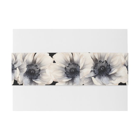 Eenvoudige moderne elegante zwarte bloemenbruiloft uitnodigingen wikkel (Achterkant Voorbeeld)