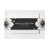 Eenvoudige moderne elegante zwarte bloemenbruiloft uitnodigingen wikkel (Voorkant Voorbeeld)