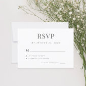 Eenvoudige, moderne, elegante zwarte bruiloft RSVP kaartje