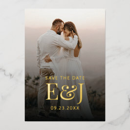 Eenvoudige moderne elegantie Bewaar de datum Bruil Folie Uitnodiging